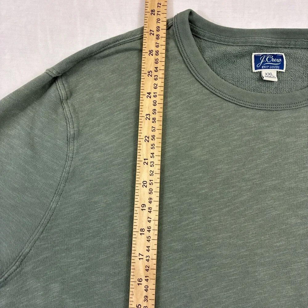 J Crew Sweater Mens XXL Green Lightweight Sunfaded French Terry Sweatshirt